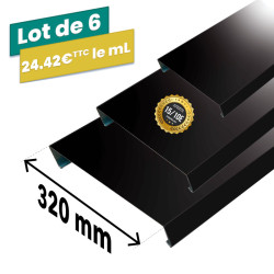 Lot de 6 couvertines 3m PREMIUM 320mm RAL9005 en alu 15/10ème