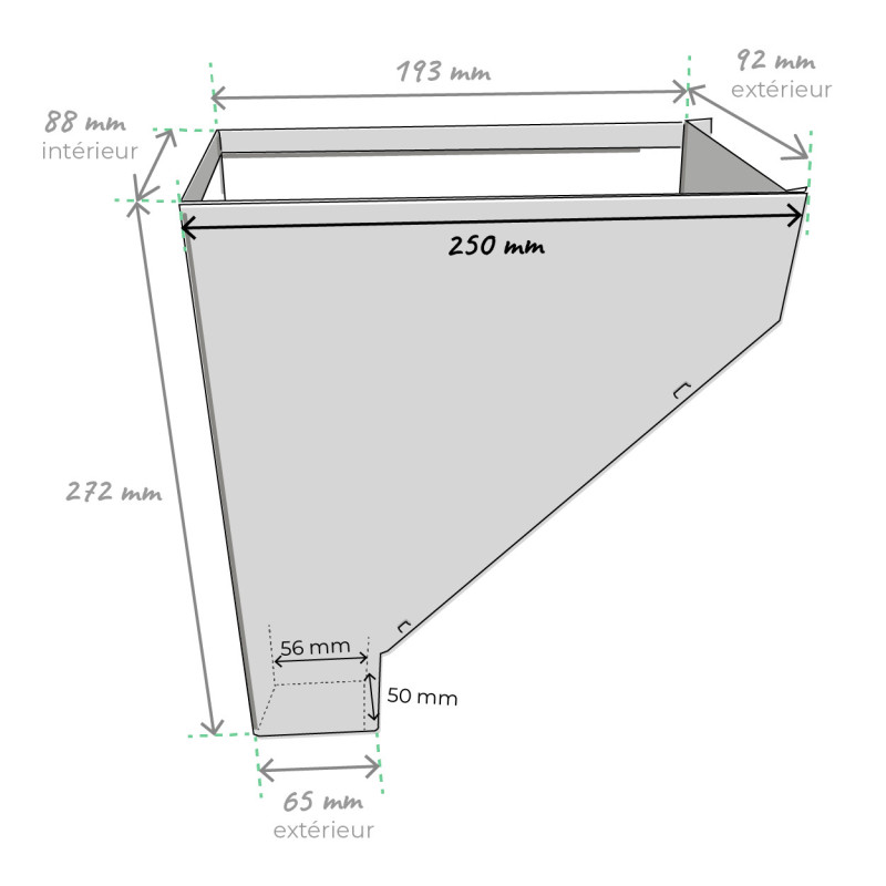 Cuvette de branchement alu descente 60x80 mm rectangulaire - Aluhome