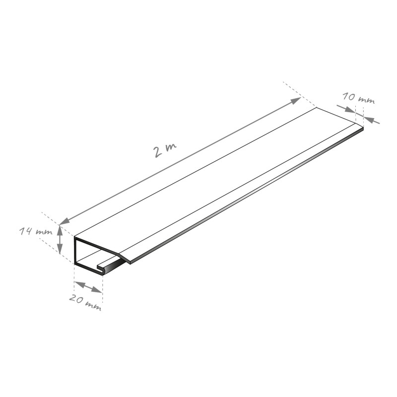 Coulisse ou couvre-joint en aluminium pour sous-face - 2 m - Aluhome