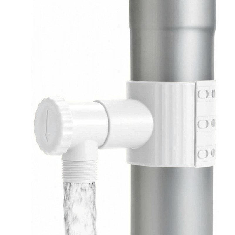 Récupérateur d'eau pour gouttière circulaire blanc